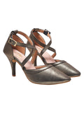 Shoetopia Women'S Antique Patent Leather Heels || Cross Strap Closed Toe Pumps With Buckle || Stylish High Heel Perfect For Office Weddings Cocktail Parties & Formal Events Eu35,Antique,2,B0DRJF5XQN