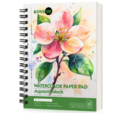 KOVIEDE 100% Cotton Watercolor Paper Pad 30 Sheets, Cold Press 140lb/300gsm Spiral Bound Watercolor Sketchbook, Artist Quality A