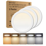 NOVELUX 7.3 Flush Mount Ceiling Light Dimmable With ETL CERT, 5CCT LED Moon Style Round Light Fixture for Bedroom, Bathroom, Kit