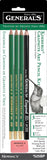 Generals Mini Drawing Kit Set of 5 Includes 3 Drawing Pencils, Layout Pencil, and Eraser, Black 525BP