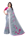 Satrani Womens Cotton Blend Saree (1805S321_Grey)