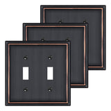 Double Toggle Light Switch Covers Plate, Metal Material 2 Gang Wall Plates for Double Light Switch, Oil Rubbed Bronze Decorative