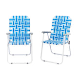 Outvita Webbed Lawn Chairs Set of 2, Foldable Metal Patio Chairs Stable Steel Outdoor Chair for Camping, Fishing, Beach, Poolsid