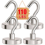 MIKEDE Magnetic Hooks Heavy Duty, 110Lbs+ Super Strong Magnet Hooks for Cruise, 4 Pack Neodymium Earth Magnets with Hook for Han