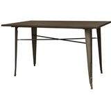 Amerihome Btable30 Loft Rustic Gunmetal Metal Dining Table With Wood Top