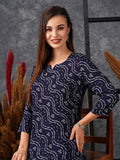 Anni Designer Women'S Rayon Blend Bandhej Printed Ethnic Co-Ord Set (Nesta Blue-Nl_S_Blue_Small),Blue,S,,,