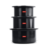Sumeet 3mm Thick Hard Anodized Large Aluminium Tope with S. S. Lid Size No. 16, 17, 18 (Black, 4.250, 5, 6 L) Set of 3 Pieces, 5