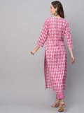 Gosriki Women'S Cotton Blend Straight Printed Kurta With Pant (Karika Pink-Gs_Xl_Pink_X-Large),Pink,,B0C5JS79VG