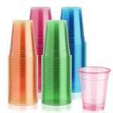 Lilymicky 100 Pack 12 oz Plastic Cups, Neon Plastic Cups, Glowing Party Cups, Assorted Neon Colors, 12 oz Disposable Plastic Cup