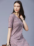 Anni Designer Women'S Cotton Blend Straight Floral Printed Kurta And Pant (Batakli-Purple-Sm_Xl_ Purple_X-Large),Purple,XL,Cotton Blend,Regular,