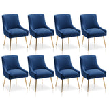 Modern Dining Chairs, Velvet Upholstered Dining Room Chairs with Gold Legs,Tufted Accent Chair Set of 8 for Reception Room Livin