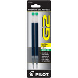 Pilot, G2 Gel Ink Refills, Ultra Fine Point 0.38 mm, Green, Pack of 2