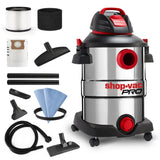 Shop-Vac 12 Gallon 6.0 Peak HP Wet/Dry Vacuum, Stainless Steel Tank, 3 in 1 Function Portable Shop Vacuum with Attachments, Drai