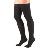 Truform 30-40 mmHg Compression Stockings for Men and Women, Thigh High Length, Dot-Top, Closed Toe, Black, X-Large(1-pair)