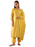 Libas Women'S Chanderi Silk Embroidered Kurta Set (49469 Mustard