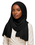 Irshyan Kidzghar Soft Cotton Scarf For Women | Breathable Stylish Hijab & Head Wrap Black Color