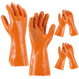 Teenyyou 2 Pair Extended Sewer Snake Gloves Non Slip and Reusable PVC Sewer Abrasion Resistant Drain Cleaning Waterproof Safety