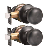 GOBEKOR 2 Pack Interior Door Knobs Oil Rubbed Bronze Passage Door Knob with Lock Closet Door Knobs Interior Door Handles
