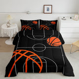 jejeloiu Basketball Comforter Set Queen Size Kids Basketball Court Comforter for Boys Girls Teens Gaming Sports Bedding Set Brea