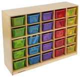 Childcraft Mobile Cubby With 25 Translucent Color Trays, 47-3/4 W X 13 D X 36 H In
