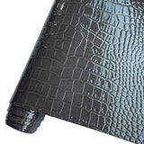 HYANG Grey Glossy Embossed Crocodile Texture PU Faux Leather Roll 11.8 x 53 Very Suitable for Making Crafts, Leather Earrings, D