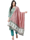 Gosriki Women'S Cotton Blend Straight Printed Kurta With Pant & Dupatta (Kido-See-Green_M-Gs_Green_Medium),Green,,B0BNJ153HL