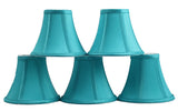 Urbanest Set of 5 Teal Silk Bell Chandelier Lamp Shade, 3-inch by 6-inch by 5-inch, Clip-on