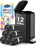 1.2 Gallon 80 counts Strong Trash Bags Garbage Bags, Bathroom Trash Can Bin Liners, Small Plastic Bags for home office kitchen,