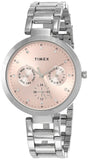 Timex Analog Watch For Women With Pink Round Dial & Silver Stainless Steel Bracelet Band Water Resistant Women'S Wrist Watches -