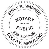 Round Notary Stamp for State of Maryland- Self Inking Stamp - Top Brand Unit with Bottom Locking Cover for Longer Lasting Stamp