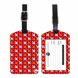 Nutcase Designer Luggage Travel Baggage Tags Set Of 2 With Name Card Inside Red Plane Patterns