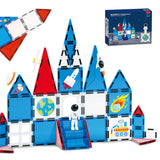 MENYORD Space Exploration Magnetic Tiles (39PCS),STEM Building Set with Rocket & Astronaut,Preschool Learning Building Set for A