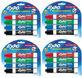 Expo 80174 Low Odor Chisel Point Dry Erase Marker Pack, Designed for Whiteboards, Glass and Most NonPorous Surfaces, 4 Assorted