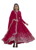 Wedani Georgette Anarkali Kurta Set With Dupatta For Women,Pink,M