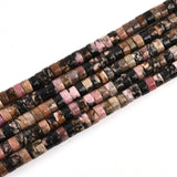 155pcs 4x2mm Natural Black Rhodonite Heishi Disc Rondelle Spacer Stone Semi Precious Gemstone Loose Beads for Jewelry Making 15