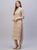 Gosriki Women'S Rayon Blend Straight Printed Kurta With Pant (Wide Cream-Nw-Gs_M_Cream_Medium),Cream,,B0CYGJDD57