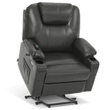 MCombo Medium-Wide Power Lift Recliner Chair Sofa with Massage and Heat for Elderly People, Cup Holders, USB&Type C Ports, Side
