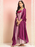 Anni Designer Women'S Rayon Viscose Solid Anarkali Kurta With Pant & Dupatta (Kuspari Lavender-Vks03_Xxl_Lavender_Xx-Large),LAVENDER,2XL,,,