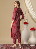 Gosriki Women'S Cotton Blend Straight Printed Kurta With Pant (Neam Maroon-Nw-Gs_Xl_Maroon_X-Large),Maroon,,B0D3BZK28Y