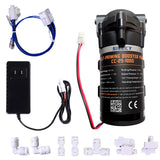 Self-Priming Booster Pump Kit for RO Reverse Osmosis Systems Up to 100 GPD, Includes 24V DC Pump, Low & High Pressure Switches,