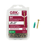 GRK Fasteners R4 #9 x 2 Inch, Multi-Purpose Framing Screws, 110 PCS, Rust Resistant Climatek Coating, Outdoor Fencing and Deck S