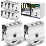 Zonon 10 Pcs Sliding Windows Rollers Assembly Sliding Assembly Cabinet Windows Hardware Wheels Replacement with 9/16 Inch Metal