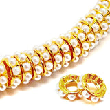 ZHIMIN 100Pcs Large Hole Plastic Pearl Rondelle Spacer Beads 12mm Silver Plated for Jewelry Making Bracelet Necklace Earring Cra