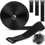 Fariox Self Adhesive Cable Tape With 25 Buckles, Free Cutting Length Cable Ties, Reusable Fastener Tape Strap Strong Durable Eas