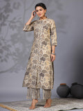 Gosriki Women'S Rayon Blend Straight Printed Kurta With Pant (Later Grey-Nw-Gs_Xl_Grey_X-Large),Grey,,B0CYH9G5L3