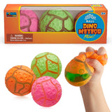 Power Your Fun Arggh Meteor Mini Stress Balls for Kids and Adults - 3pk Squishy Stress Balls Sensory Toys with Dinosaur, Squishy