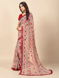 Rangita Women Floral Printed Georgette Saree With Blouse Piece - Rose Gold (Size 5.5 Mtr)