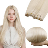 RUNATURE Blonde Weft Hair Extensions Human Hair 18 Inch,Long Hair Weft Extensions,Blonde Sew in Hair Extensions Real Human Hair