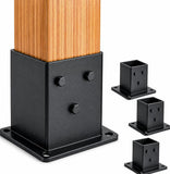 ORIGLE 4 4 Post Base 4Pack, Inner Size 3.58x3.58 Post Brackets, Heavy Duty Powder-Coated Post Anchor Matte Black Wood Post Brac