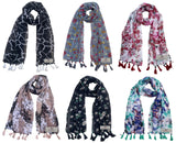 Fusfus WomenS Printed Chiffon Scarves And Stoles, Free Size(Multicolour, Fs1338) Pack Of 6 (Multicolor3)